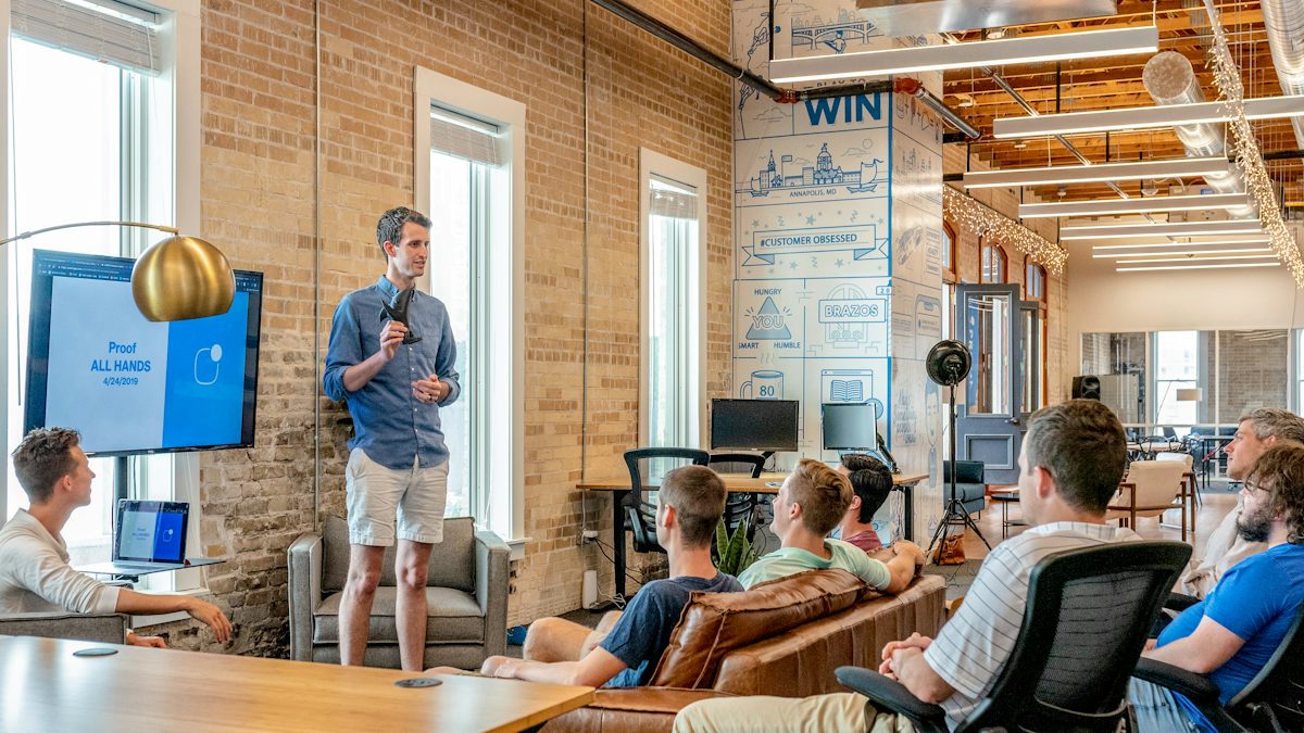 Team presentation in a modern office